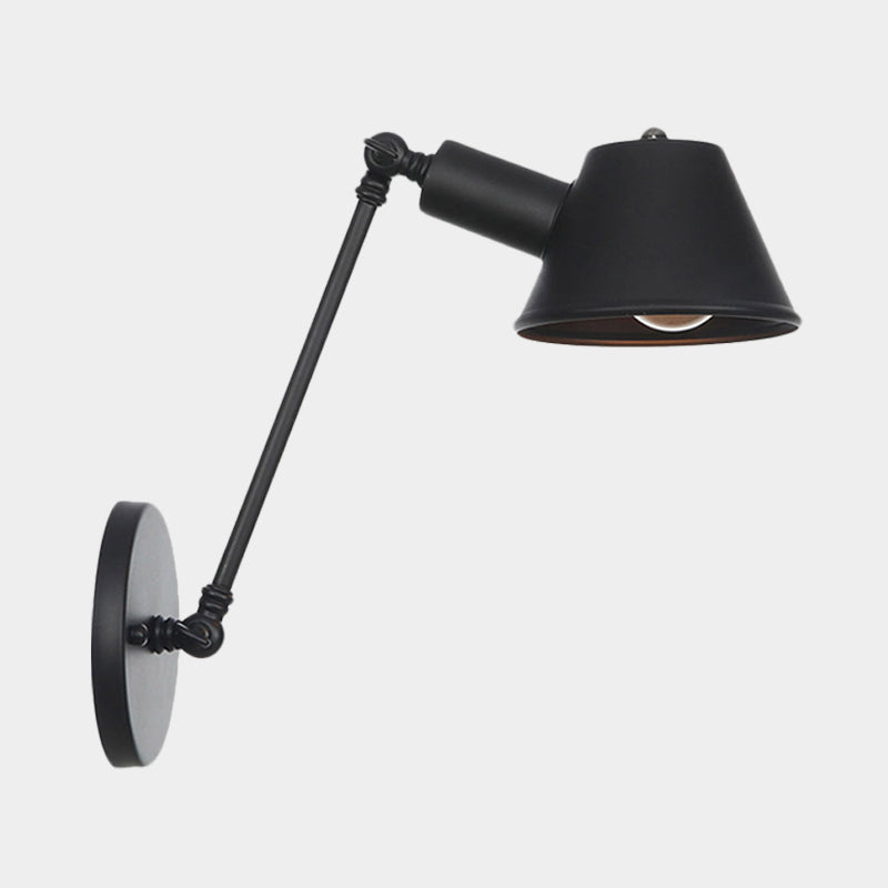 Black 1 Bulbe Mur Wall Lampe Farmhouse Ferme Iron Bell Mur Wall Mount Lightture avec 8 "/ 12" de long bras swing