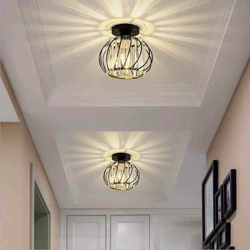 Crystal Geometric Flush Mount Lights Contemporary Style 1 Light Flush Mount Fixture
