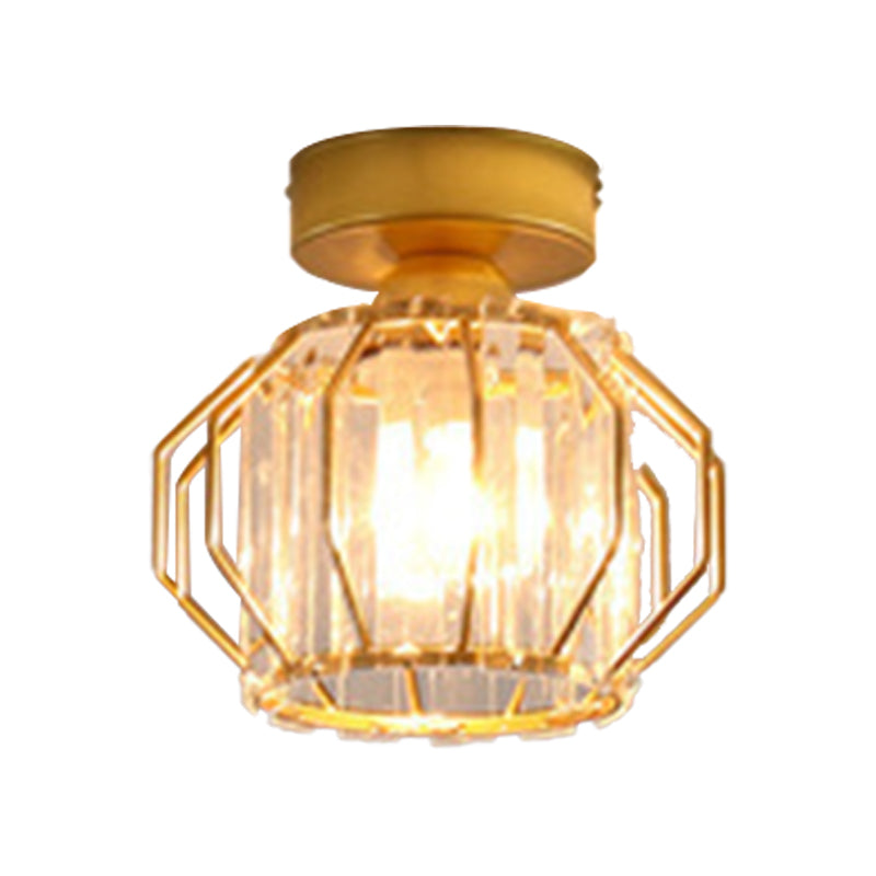 Crystal Geometric Flush Mount Lights Contemporary Style 1 Light Flush Mount Fixture
