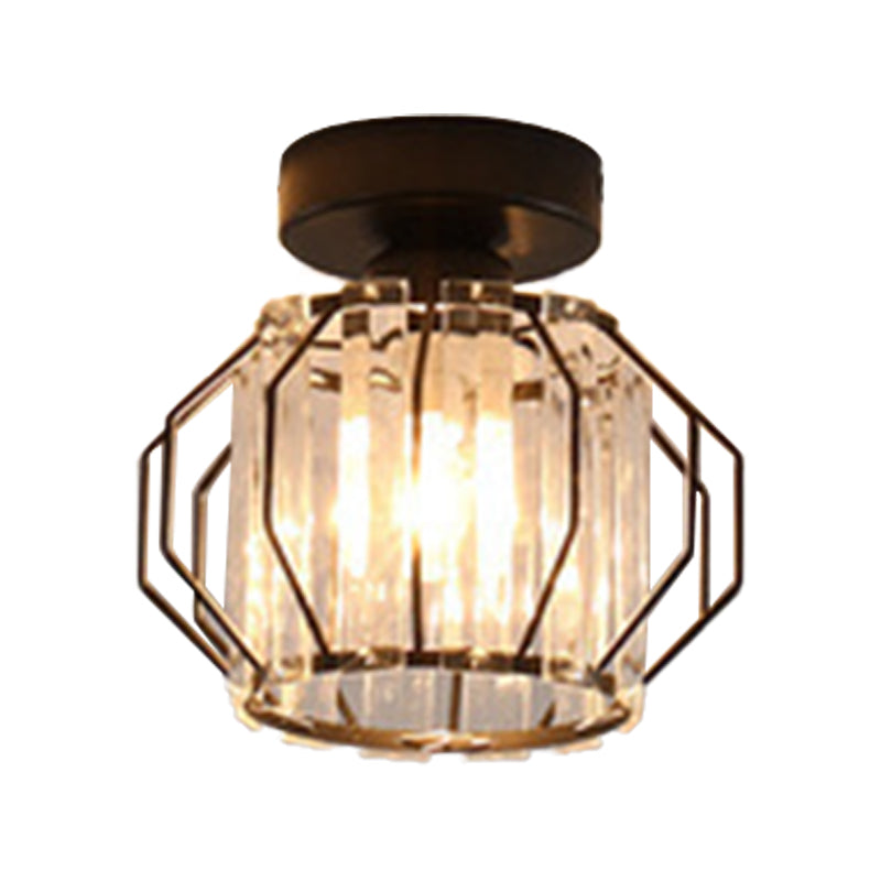 Crystal Geometric Flush Mount Lights Contemporary Style 1 Light Flush Mount Fixture