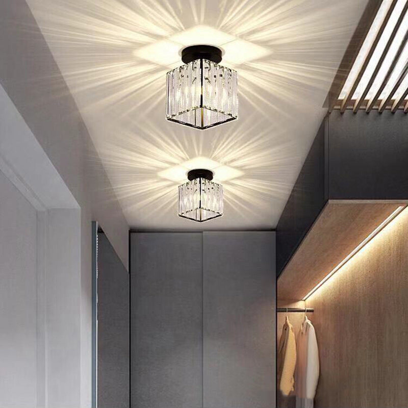 Crystal Geometric Flush Mount Lights Contemporary Style 1 Light Flush Mount Fixture
