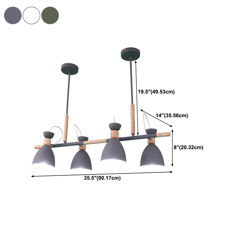 Modern Style Linear Shape Island Lights Metal 4 Lights Pendant Light for Living Room