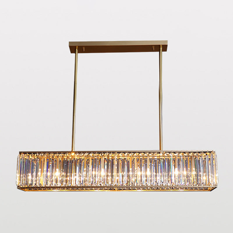 Modern Style Rectangle Shape Island Lights Crystal 3/4 Lights Pendant Light in Gold