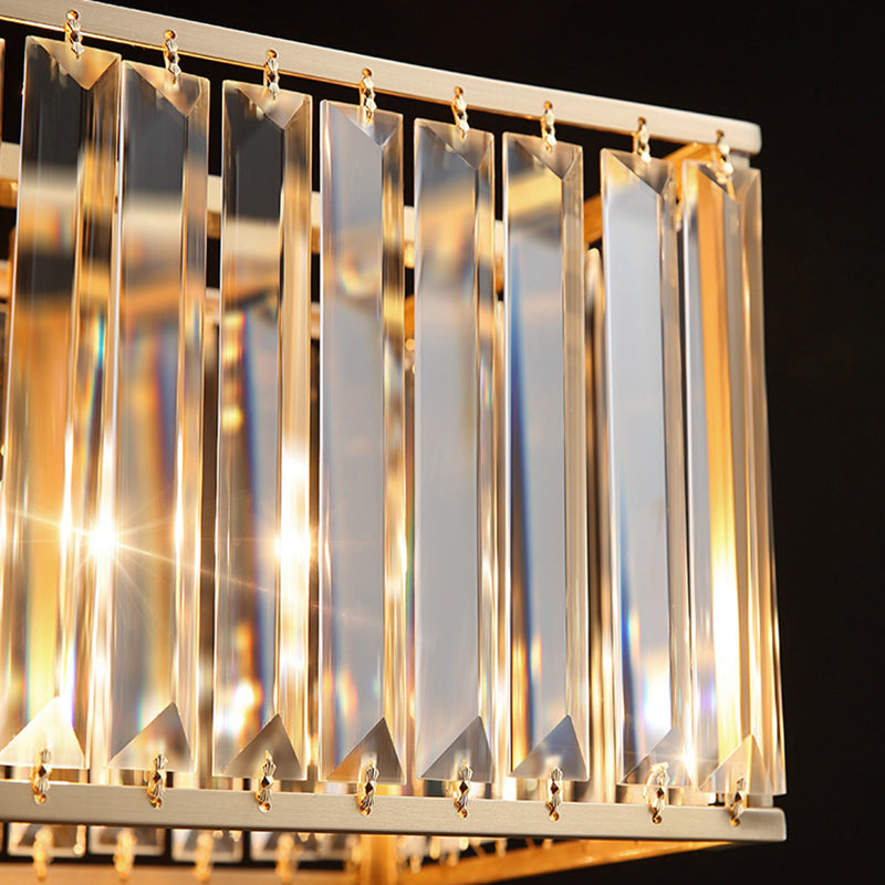Modern Style Rectangle Shape Island Lights Crystal 3/4 Lights Pendant Light in Gold