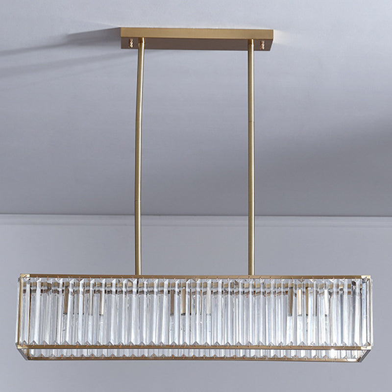 Modern Style Rectangle Shape Island Lights Crystal 3/4 Lights Pendant Light in Gold