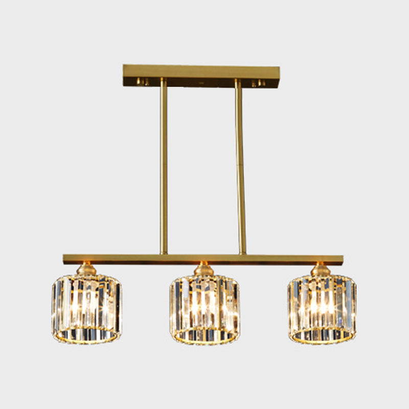 Modern Style Linear Shape Island Lights Crystal 3/5/6 Lights Pendant Light in Gold