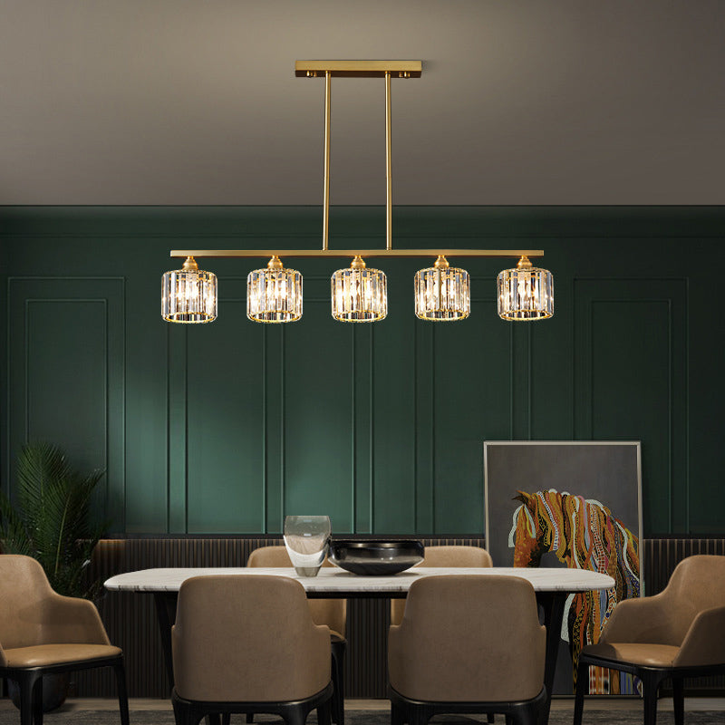 Modern Style Linear Shape Island Lights Crystal 3/5/6 Lights Pendant Light in Gold