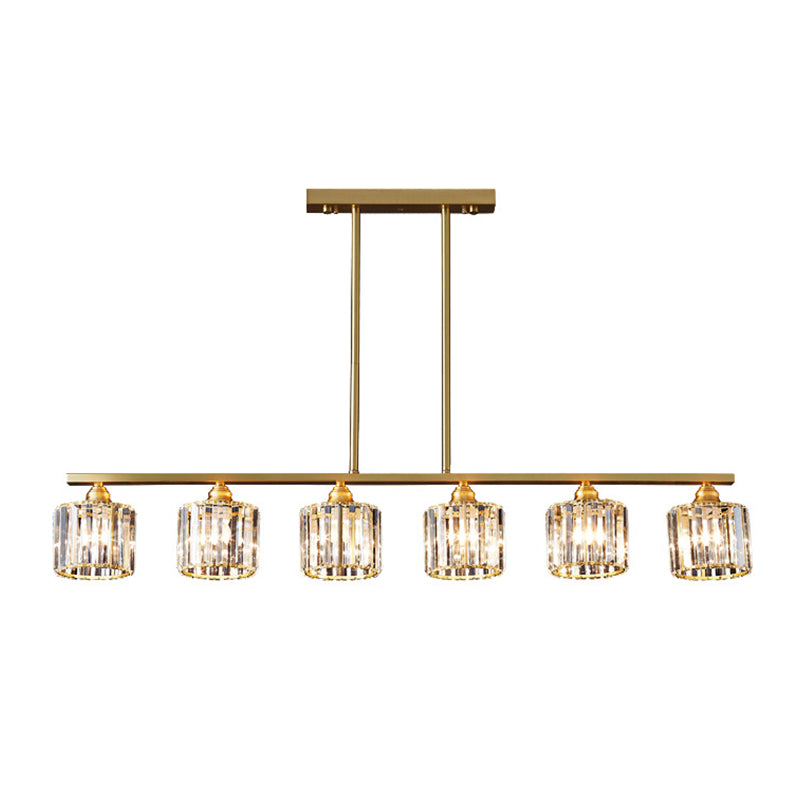 Modern Style Linear Shape Island Lights Crystal 3/5/6 Lights Pendant Light in Gold