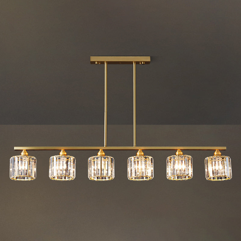 Modern Style Linear Shape Island Lights Crystal 3/5/6 Lights Pendant Light in Gold