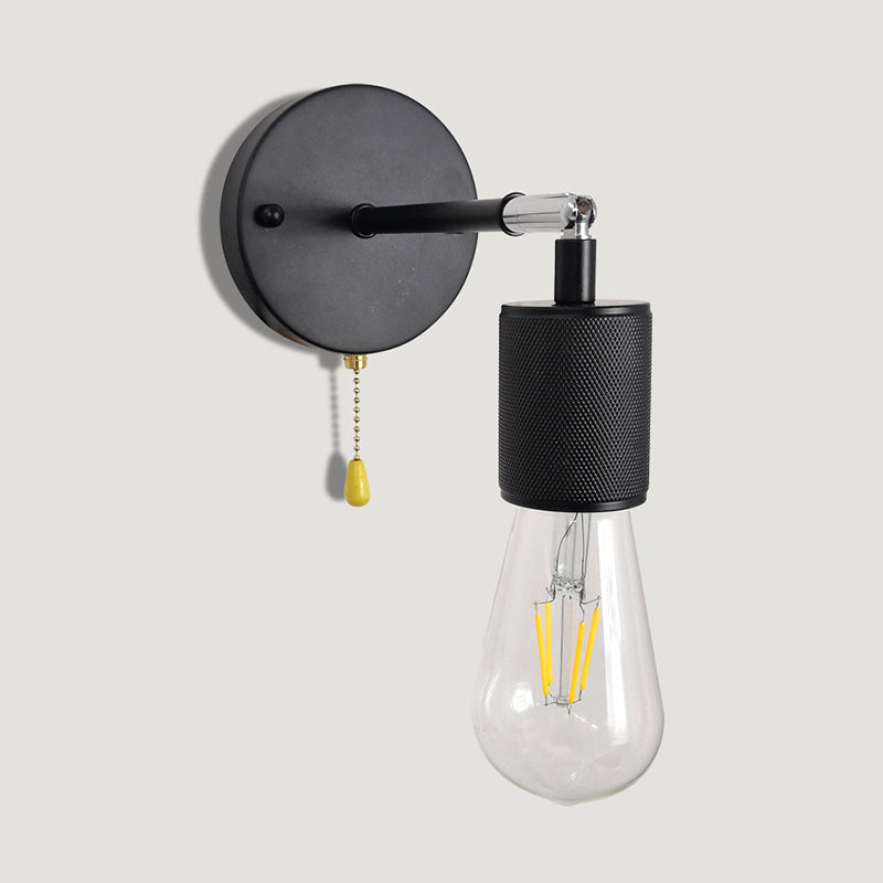 Industrial Tapered Shape Wall Mount Light Fixture Metal 1 Light Sconce Lamp in Black
