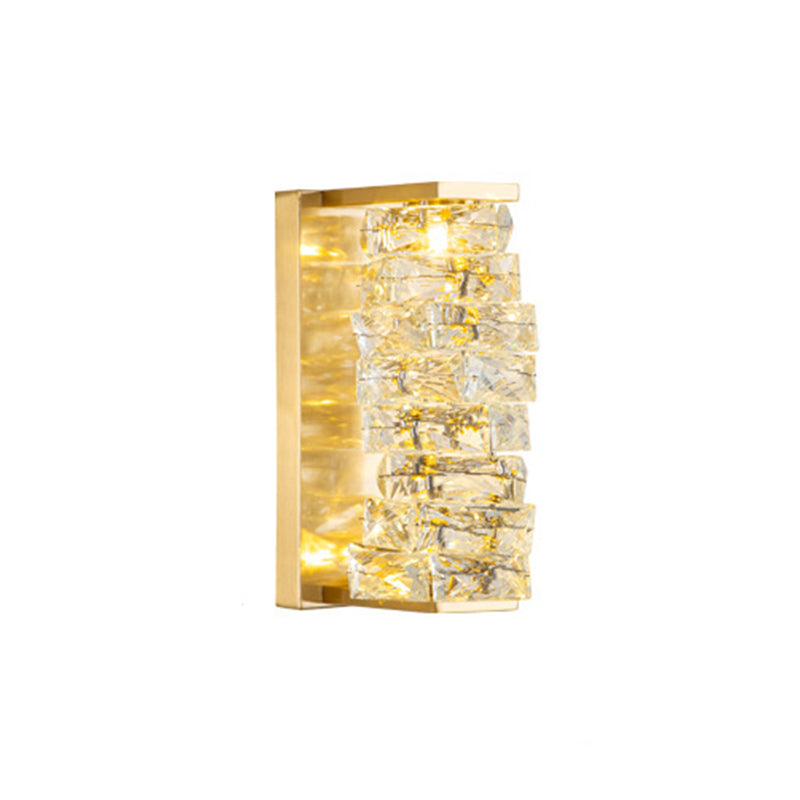 Modern Unique Shape Wall Mount Light Fixture Crystal Sconce Lamp in Gold