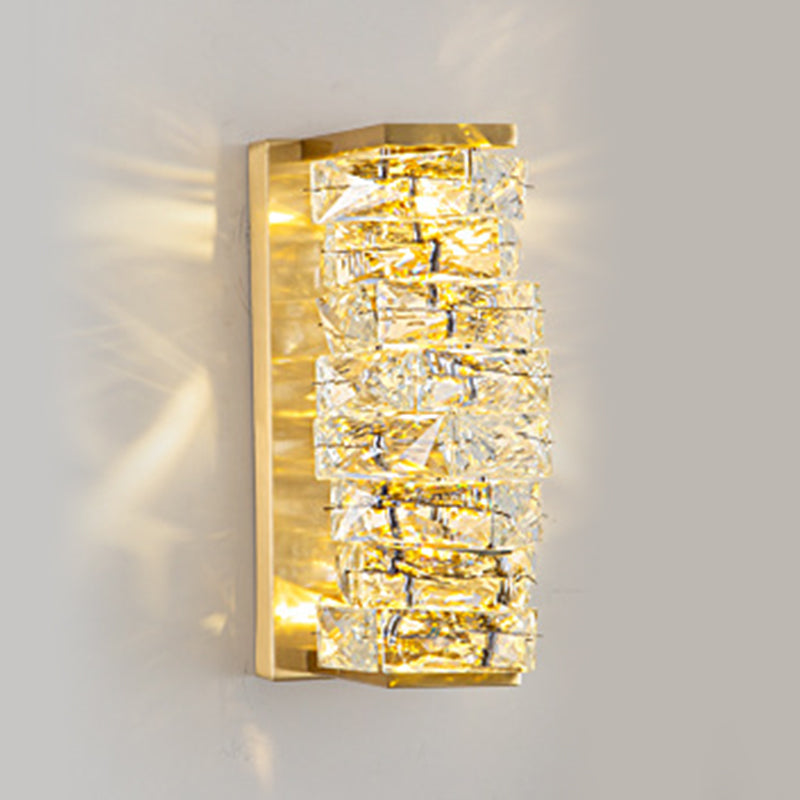 Modern Unique Shape Wall Mount Light Fixture Crystal Sconce Lamp in Gold