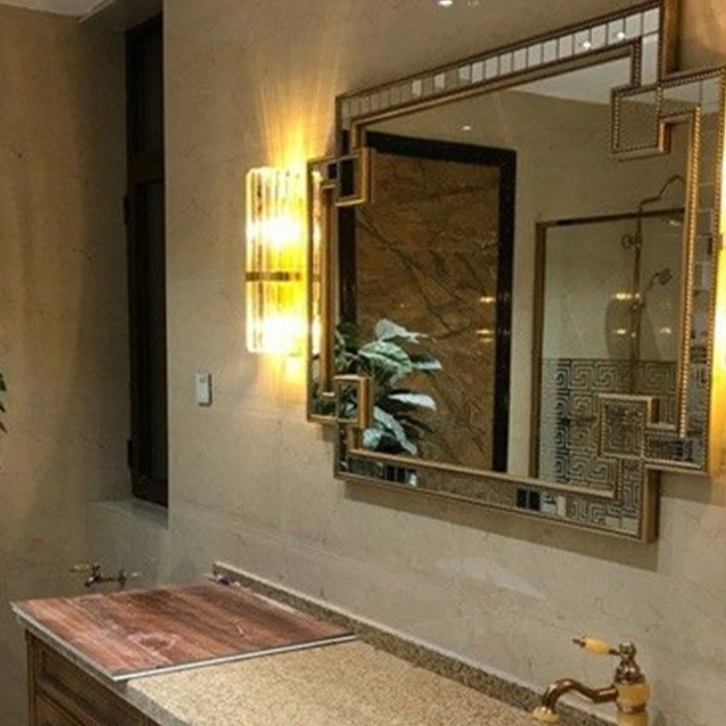 Modern Style Half Cylinder Wall Sconce Crystal 2 Light Sconces for Living Room