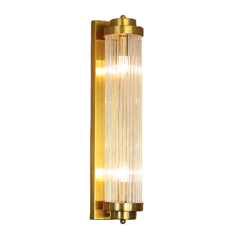 Modern Style Cylinder Wall Sconce Crystal 2 Light Sconces for Living Room