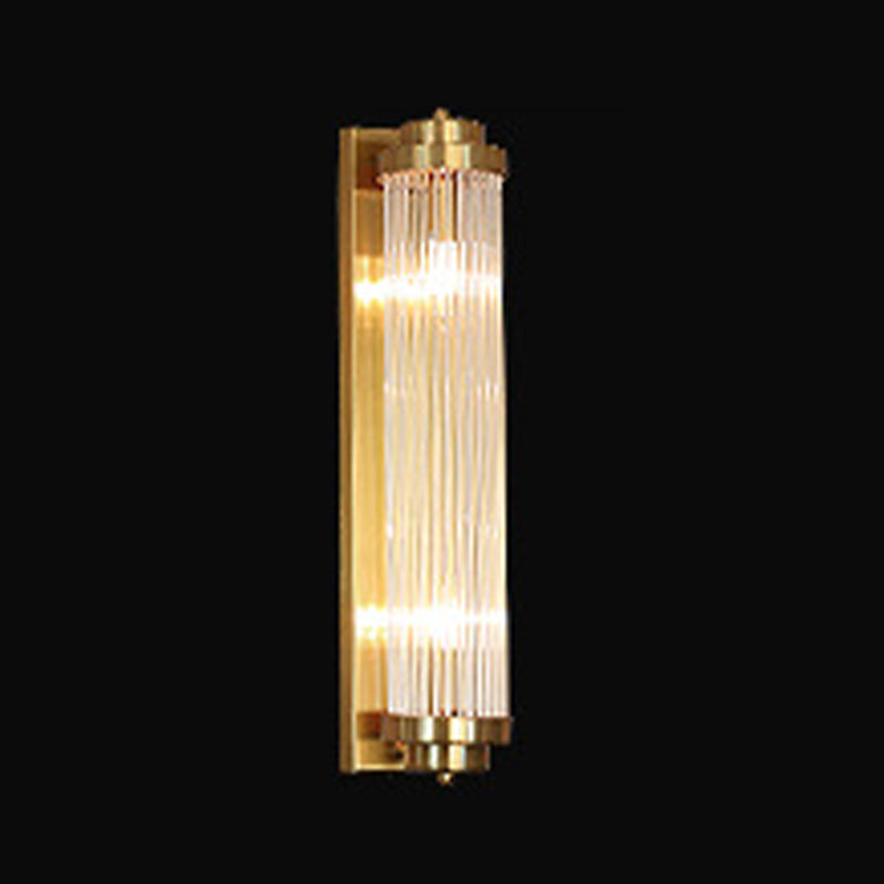 Modern Style Cylinder Wall Sconce Crystal 2 Light Sconces for Living Room