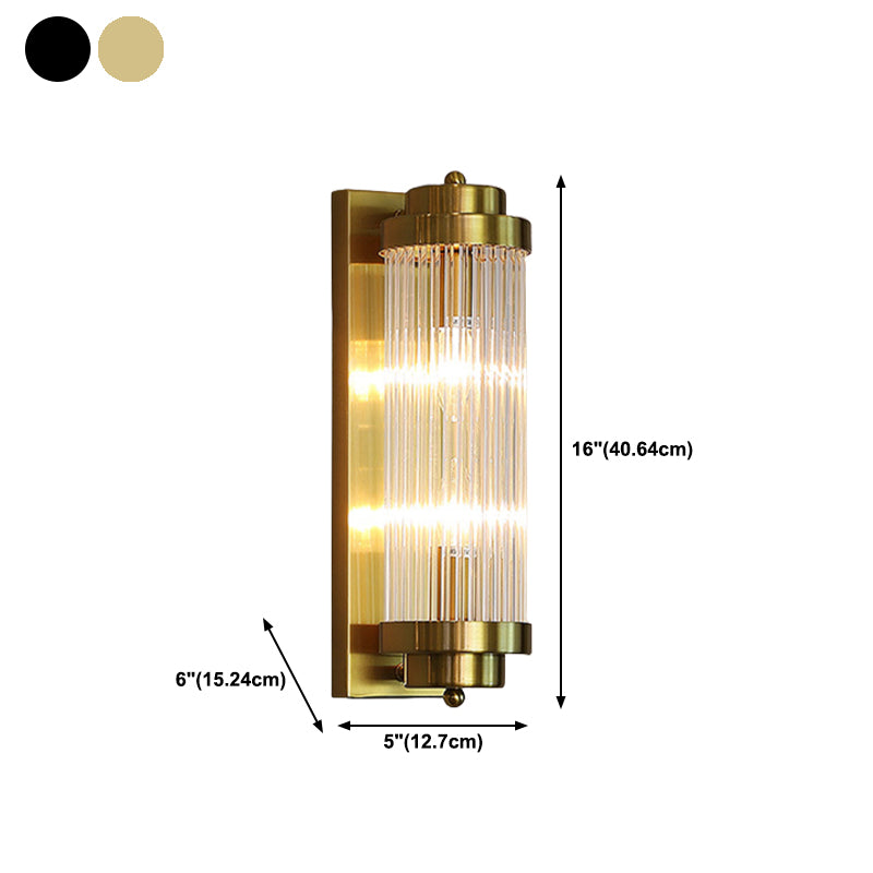 Modern Style Cylinder Wall Sconce Crystal 2 Light Sconces for Living Room
