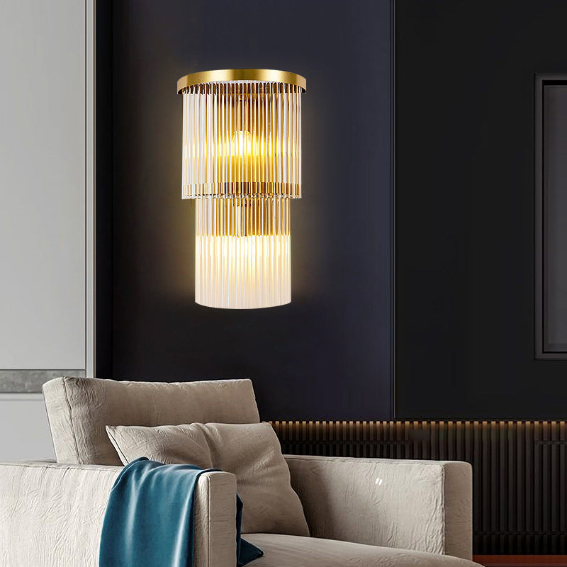 Modern Style Tiered Wall Sconce Crystal Sconces for Living Room