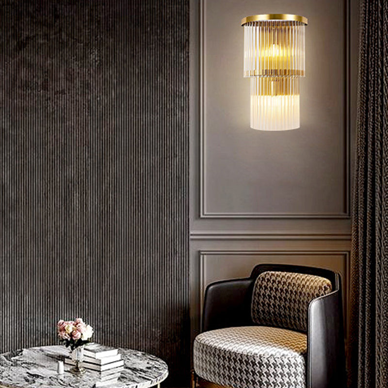 Modern Style Tiered Wall Sconce Crystal Sconces for Living Room