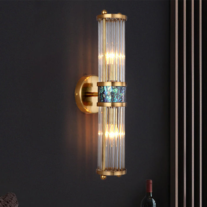 Modern Style Cylinder Shape Wall Sconce Crystal Sconces for Bedroom
