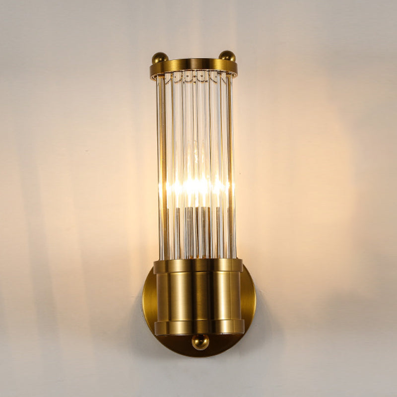 Modern Style Cylinder Shape Wall Sconce Crystal Sconces for Bedroom