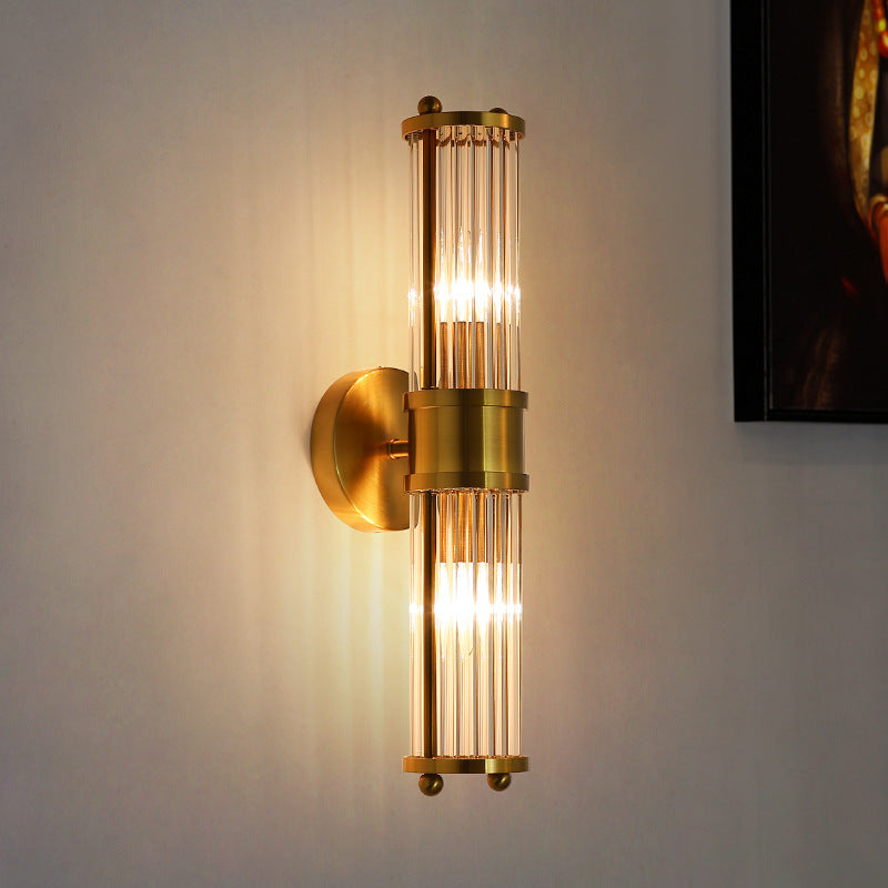 Modern Style Cylinder Shape Wall Sconce Crystal Sconces for Bedroom