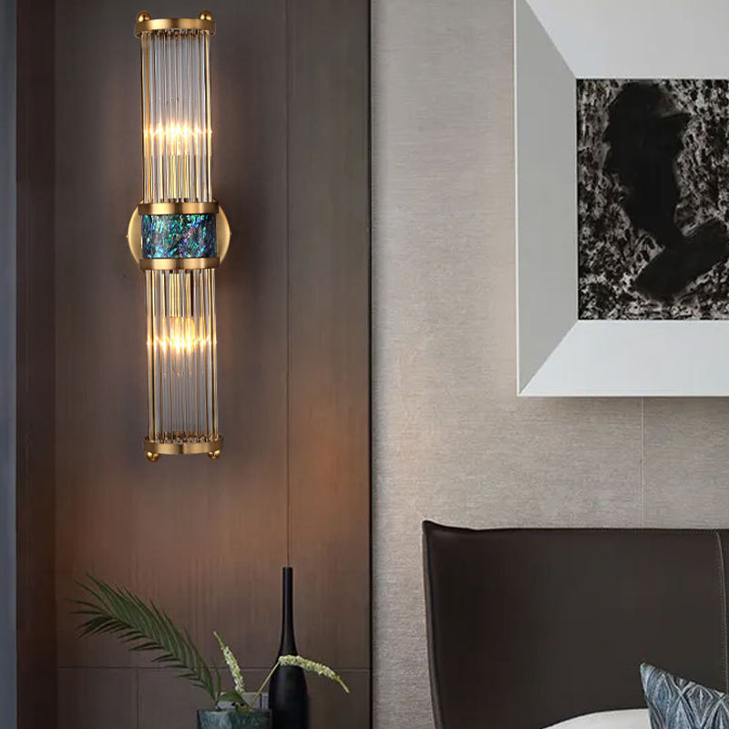 Modern Style Cylinder Shape Wall Sconce Crystal Sconces for Bedroom