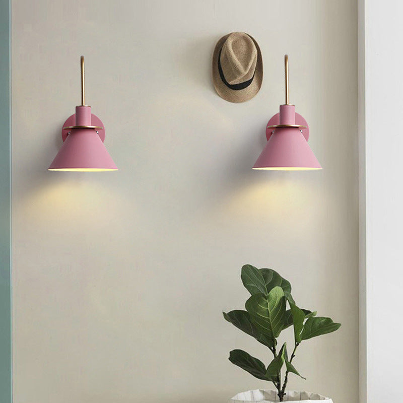 Modern Style Cone Shape Wall Sconce Metal 1 Light Sconces for Bedroom