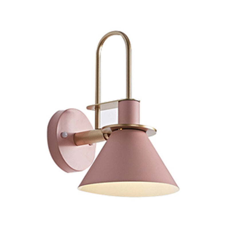 Modern Style Cone Shape Wall Sconce Metal 1 Light Sconces for Bedroom