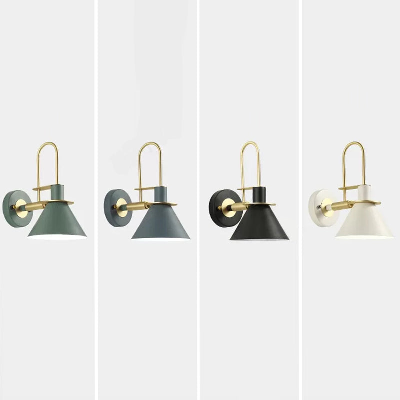 Modern Style Cone Shape Wall Sconce Metal 1 Light Sconces for Bedroom