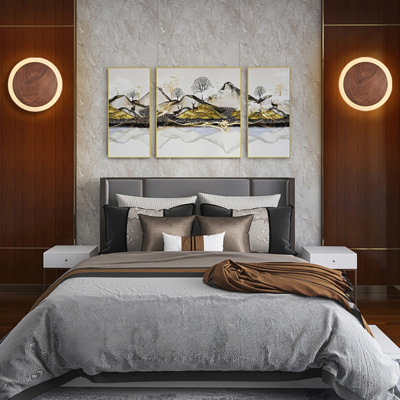 Geometric Shape Wood Wall Light Fixture Modern Style Wall Lamp for Living Room
