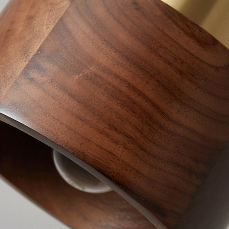 Half Cylinder Shape Wood Wall Light Fixture Modern Style Wall Lamp for Dining Room