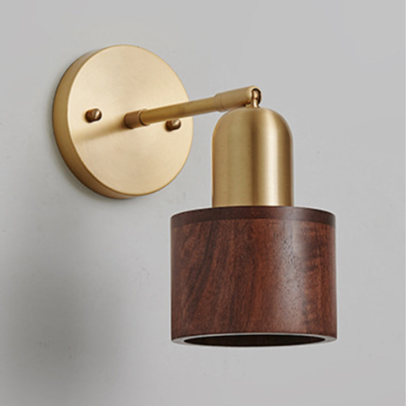 Half Cylinder Shape Wood Wall Light Fixture Modern Style Wall Lamp for Dining Room