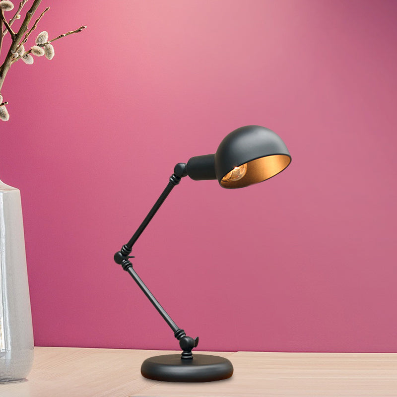 Dome Restaurant Table Lighting Vintage Iron 1-Head 4.5 "/6" de ancho Lámpara de escritorio de acabado negro con brazo oscilante