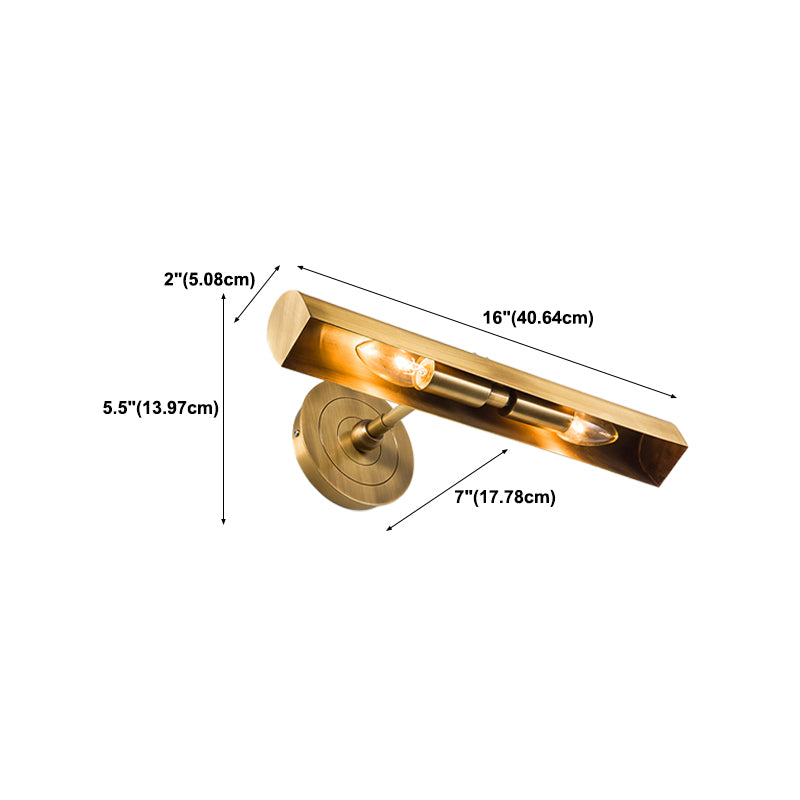 Brass Finish 2-Light Modernism Bathroom Vanity Light LED Bath Bar