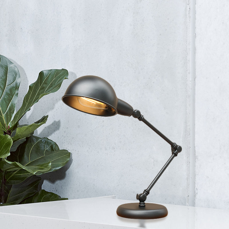 Dome Restaurant Table Lighting Vintage Iron 1-Head 4.5 "/6" de ancho Lámpara de escritorio de acabado negro con brazo oscilante
