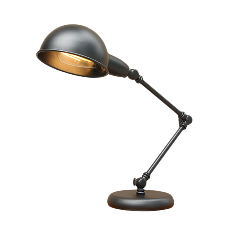 Dome Restaurant Table Lighting Vintage Iron 1-Head 4.5 "/6" de ancho Lámpara de escritorio de acabado negro con brazo oscilante