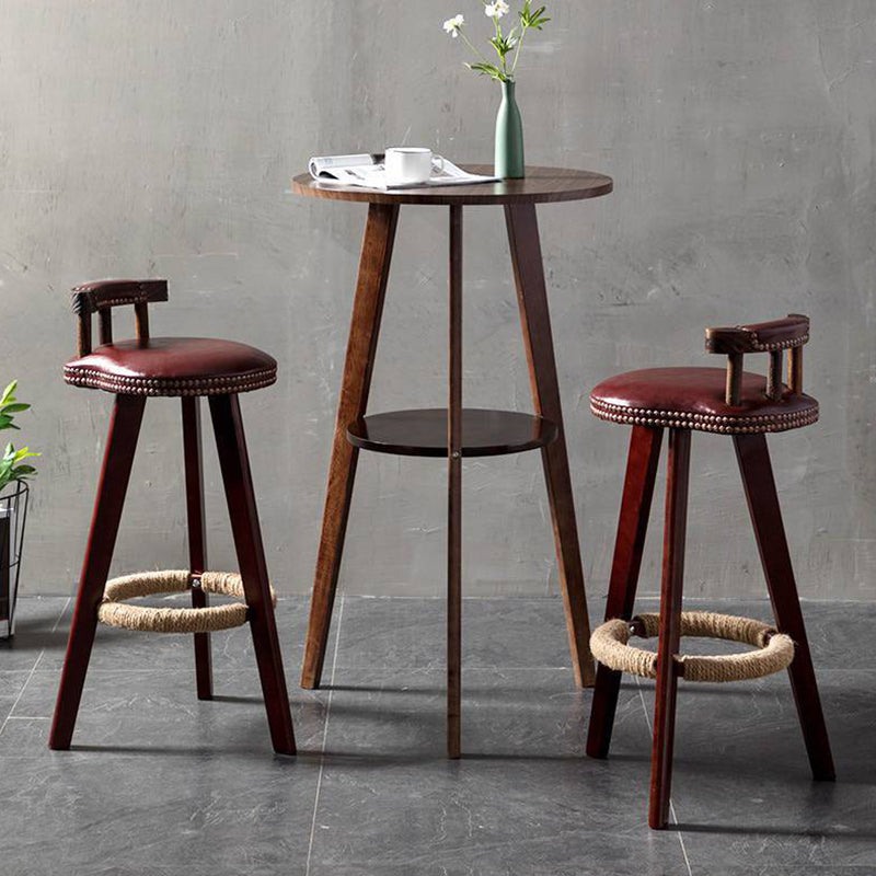 Industrial Pub Table Bar Height Solid Wood Round Bar Table for Indoor