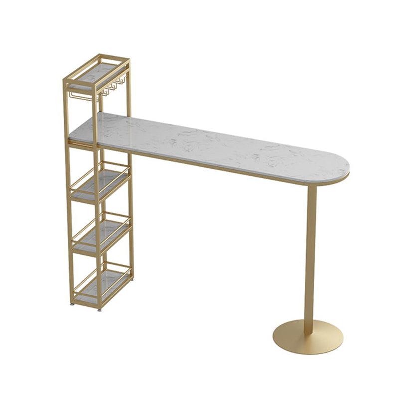 Pub Table Glam Bar Height Specialty Bar Table with Wine Rack