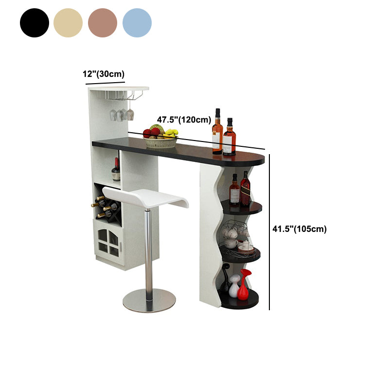 Industrial Pub Table Bar Height Specialty Bar Table with Wine Rack