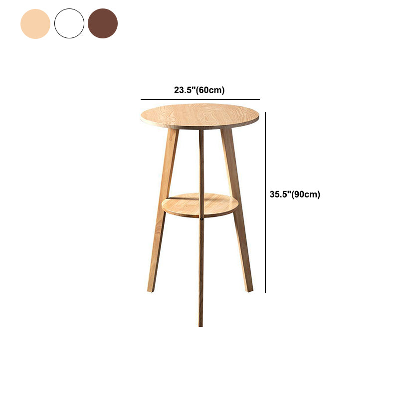 Solid Wood Pub Table Industrial Bar Height Round Bar Table for Indoor