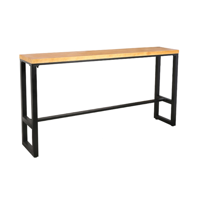 Rectangle Solid Wood Bistro Table Natural Bar Height Pub Table with Footrest