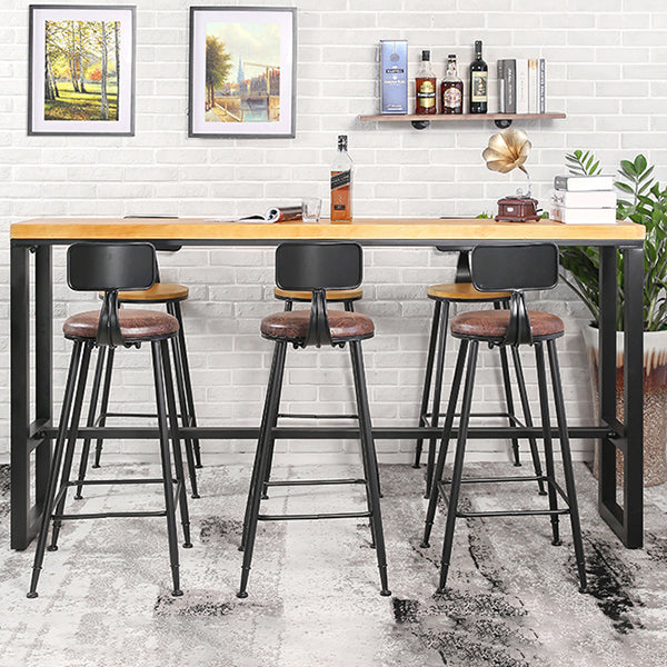 Rectangle Solid Wood Bistro Table Natural Bar Height Pub Table with Footrest