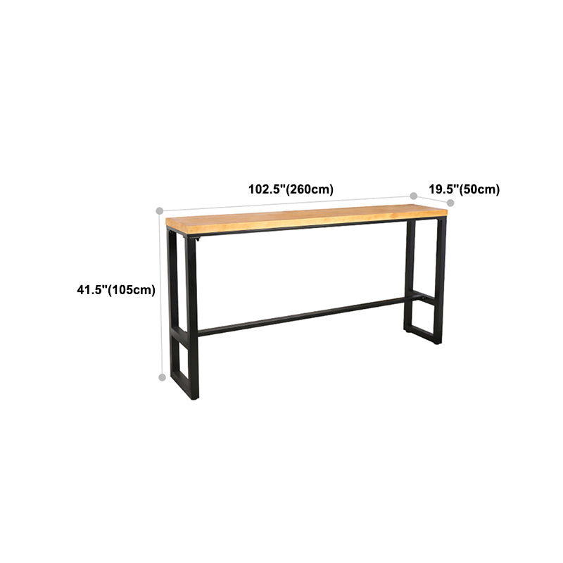 Rectangle Solid Wood Bistro Table Natural Bar Height Pub Table with Footrest