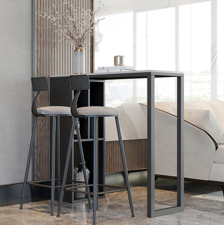 Modern Rectangle Bar Dining Table Stone and Metal Bar Table with Storage Base