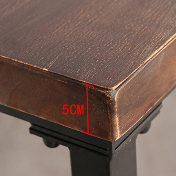 Industrial Brown Pub Table Rectangle Solid Wood Bar Height Table with Trestle Base