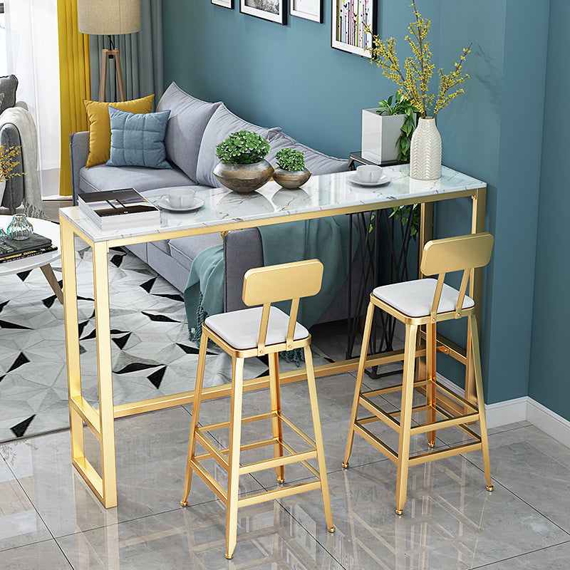 Glam Style Pub Table Bar Height Rectangle Bar Table for Breakroom