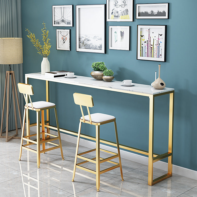 Glam Style Pub Table Bar Height Rectangle Bar Table for Breakroom