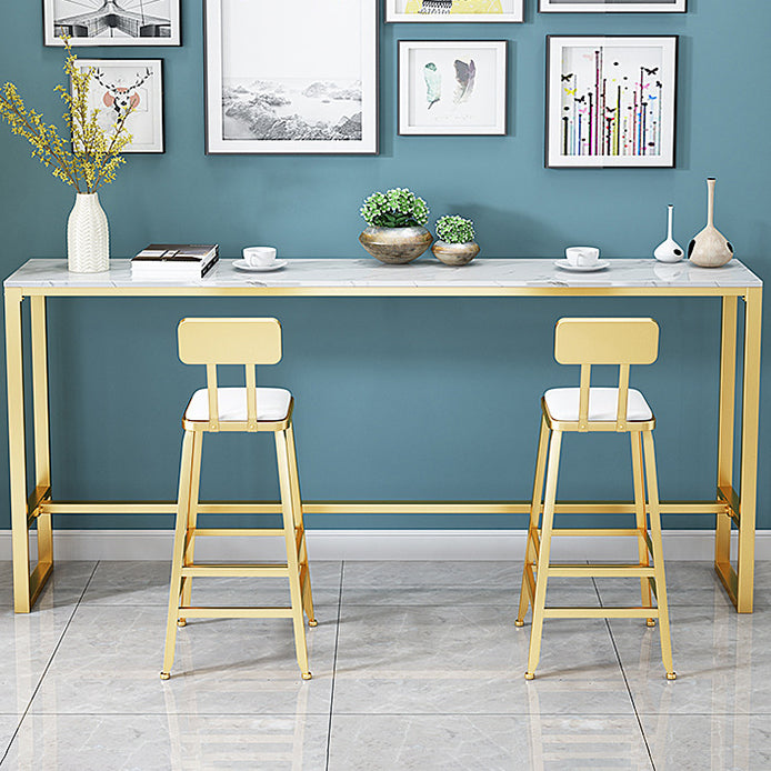 Glam Style Pub Table Bar Height Rectangle Bar Table for Breakroom