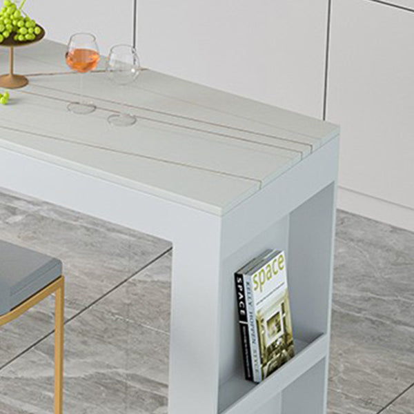 White Stone Table Rectangle Contemporary with Iron Base for Living Room