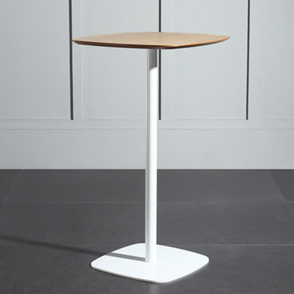 Contemporary Square Pedestal Bar Table Wood Top Bar Table for Cafe And Breakroom